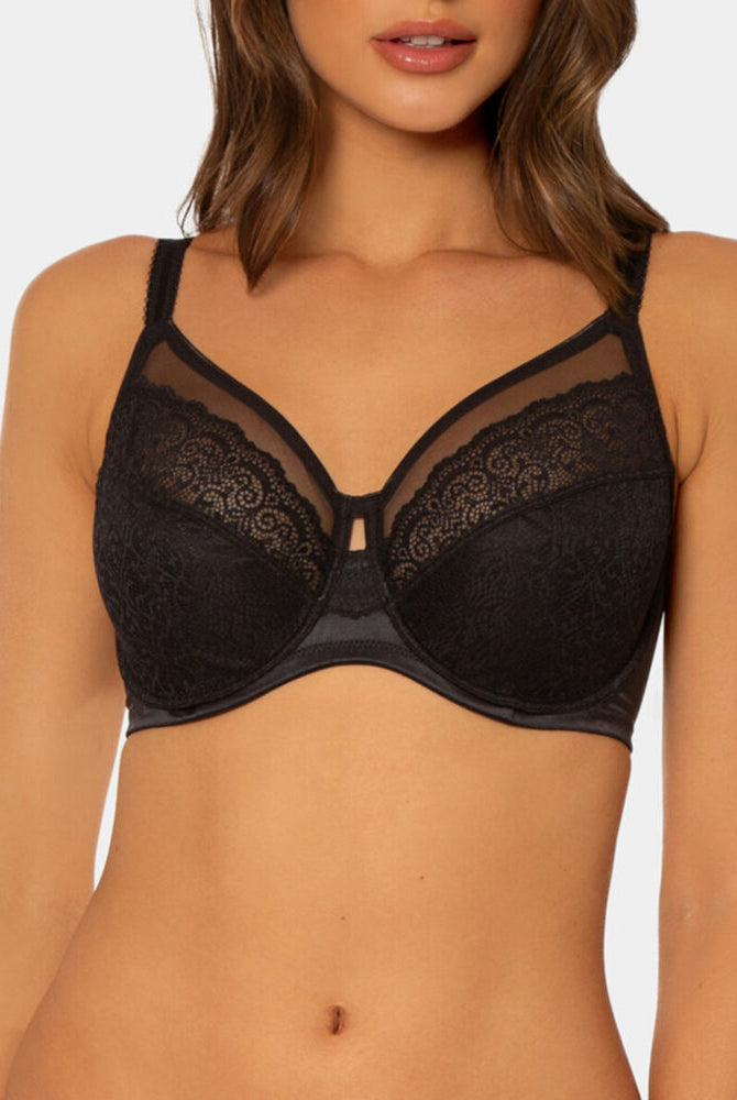 Close up of Triumph Sheer underwire bra 10203155 in black