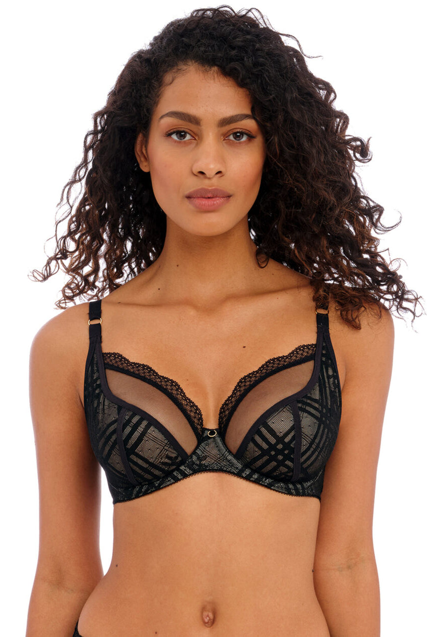Close up of Freye Fatatle Noir underwire bra AA401402 NOR