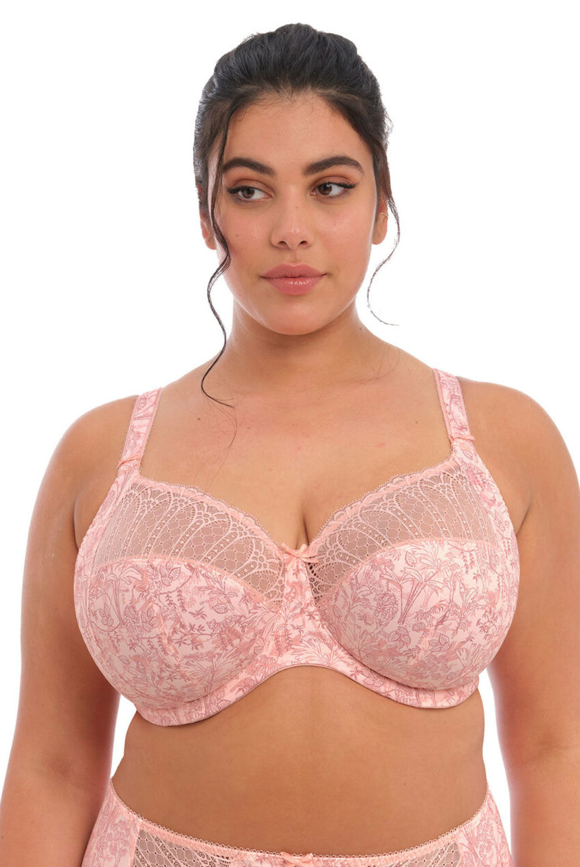 Close up of Elomi MAriella Underwire Banded Bra in Peachy Tiger