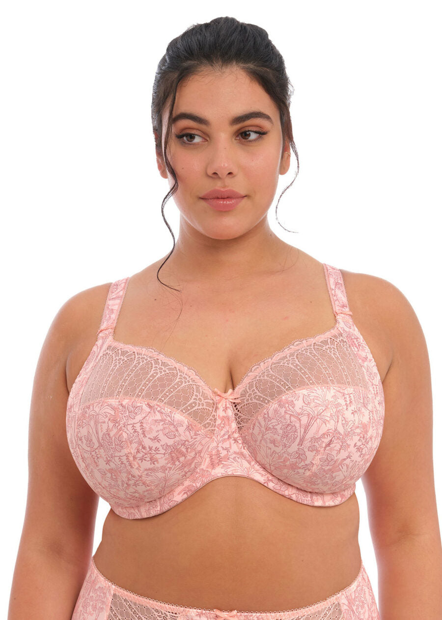 Close up of Elomi MAriella Underwire Banded Bra in Peachy Tiger