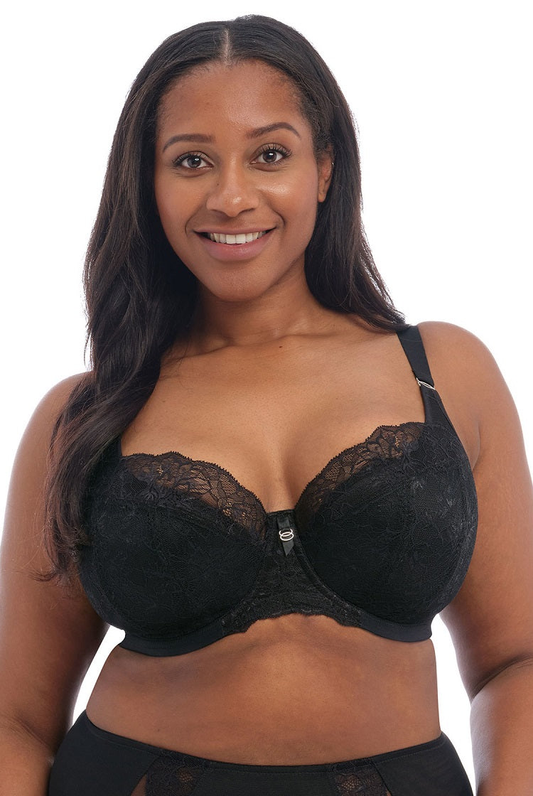 Close up of Elomi Brianna Underwire Push up Bra EL8081 in Black