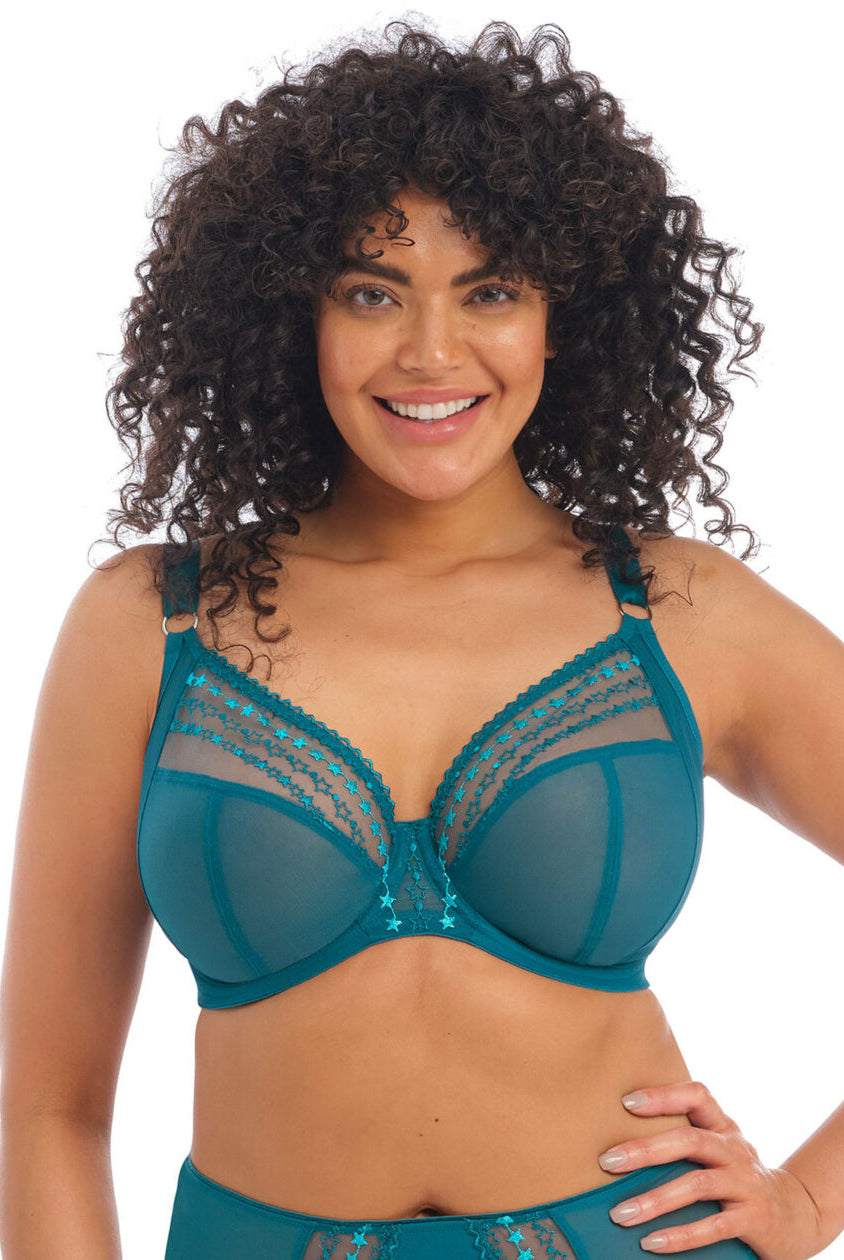 Close up of Elomi Matilda Plunge Bra in Blue Star