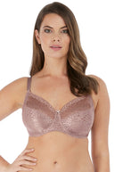 Close up of Fantase's Envisage Full cup bra with side support in Taupe