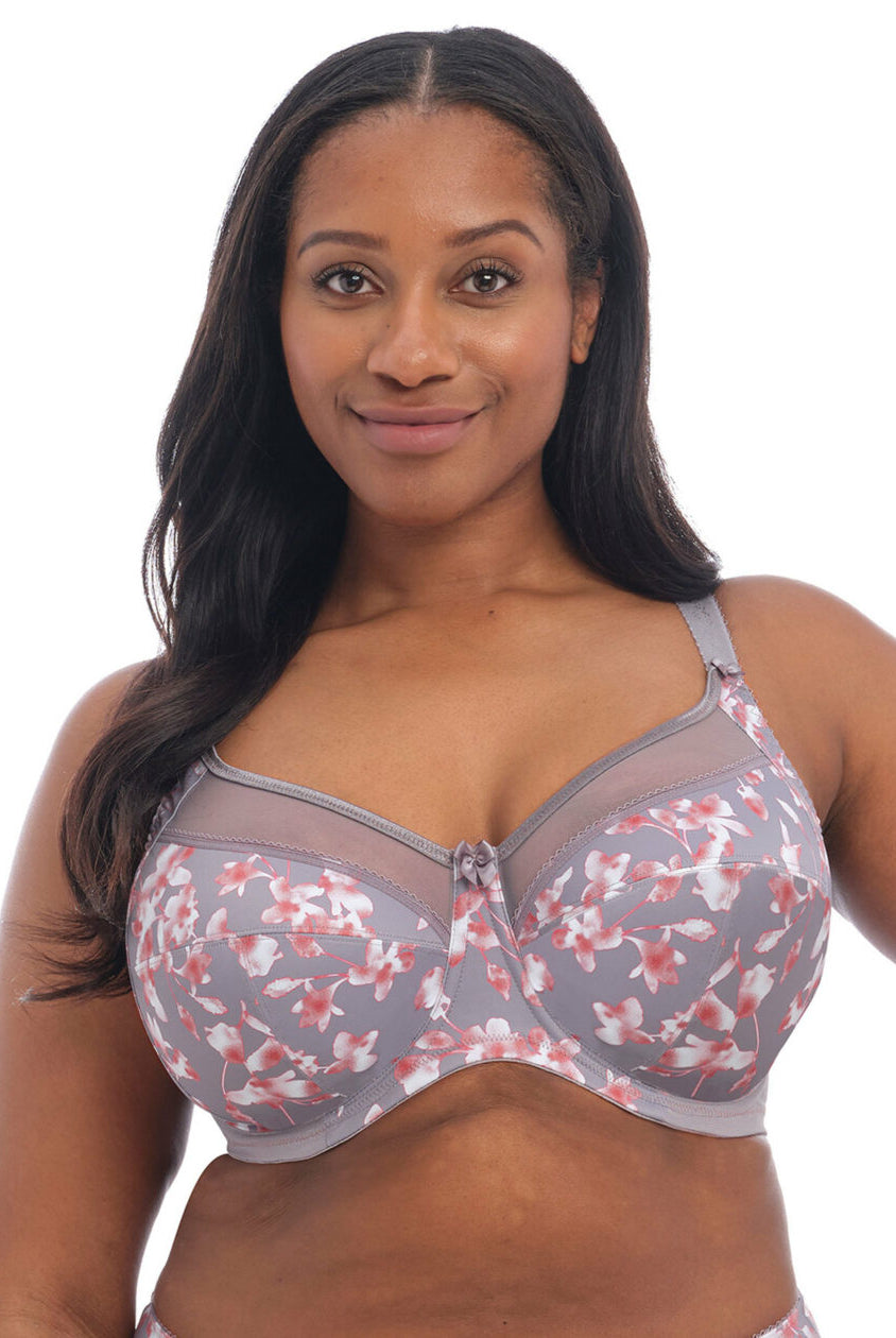 Close up of Kayla Bra in Grey Blossom