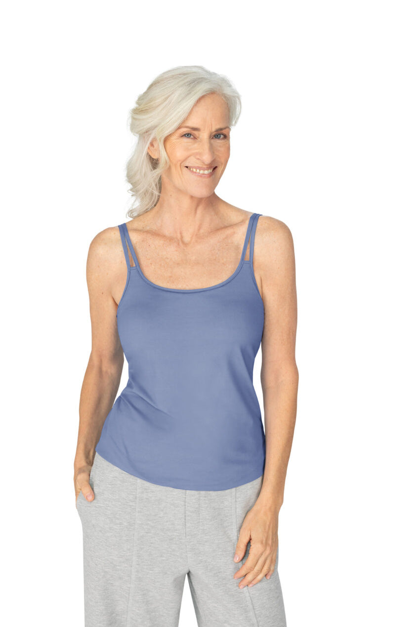 Close up of Amoena Vattetta top 44798 in Midday Blue