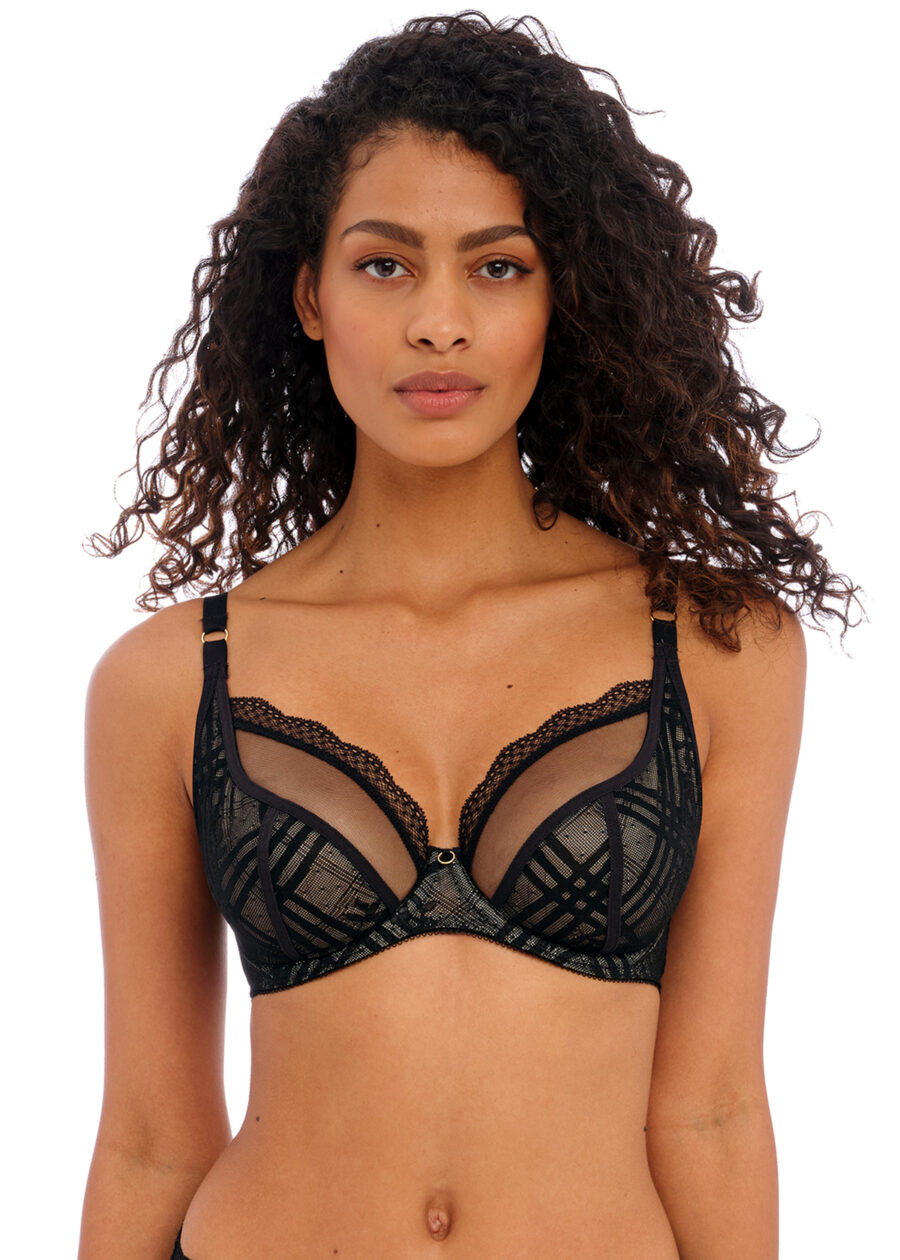 Close up of Freye Fatatle Noir underwire bra AA401402 NOR