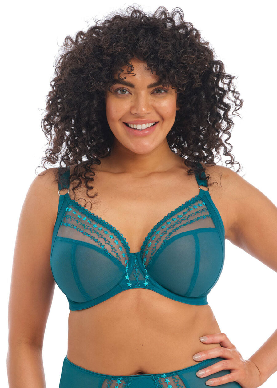 Close up of Elomi Matilda Plunge Bra in Blue Star