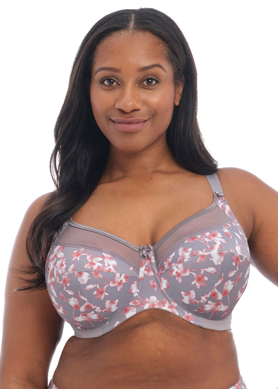 Close up of Kayla Bra in Grey Blossom