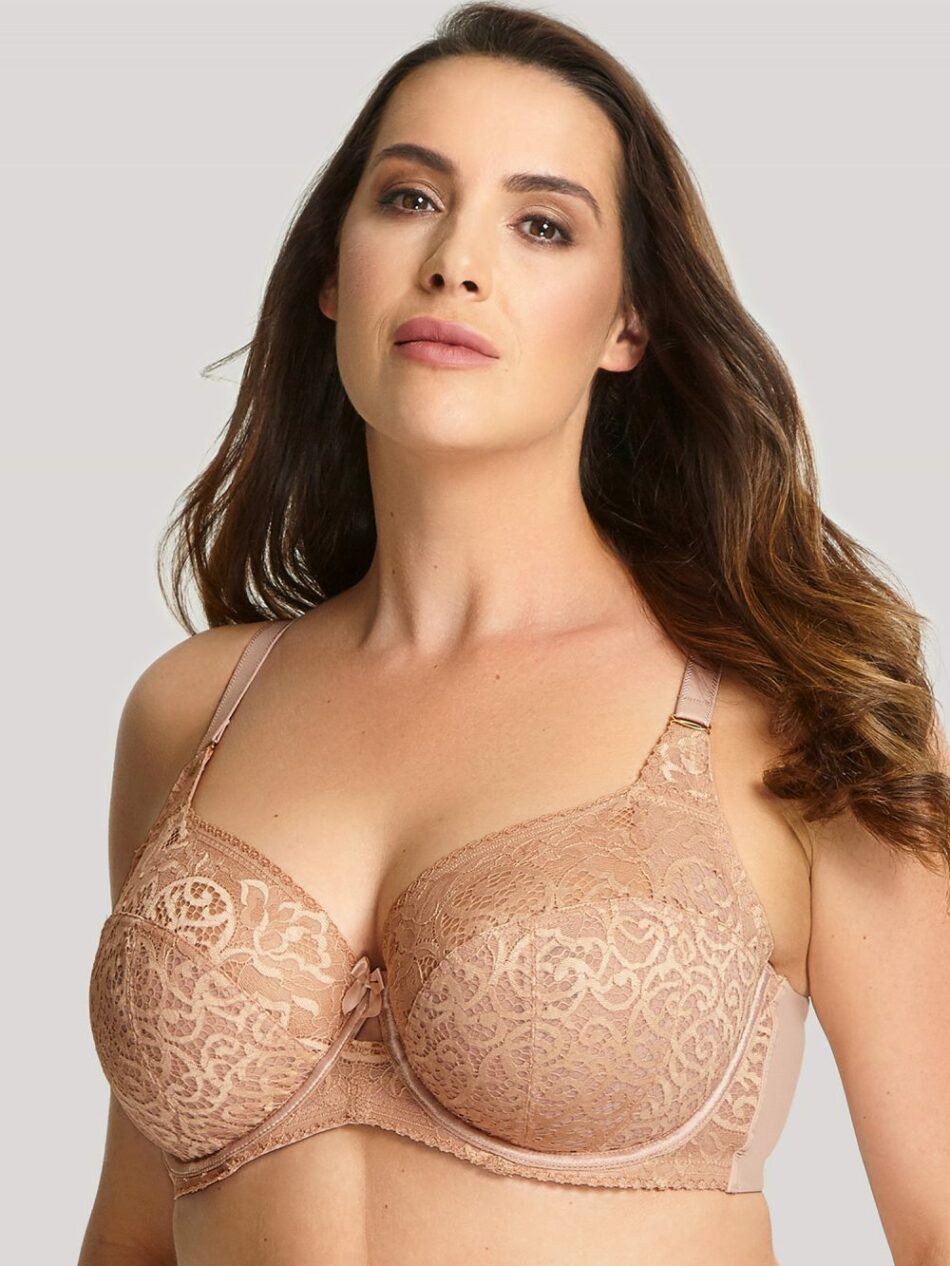 Closeup of Estel by Sculptresse bra in Honey